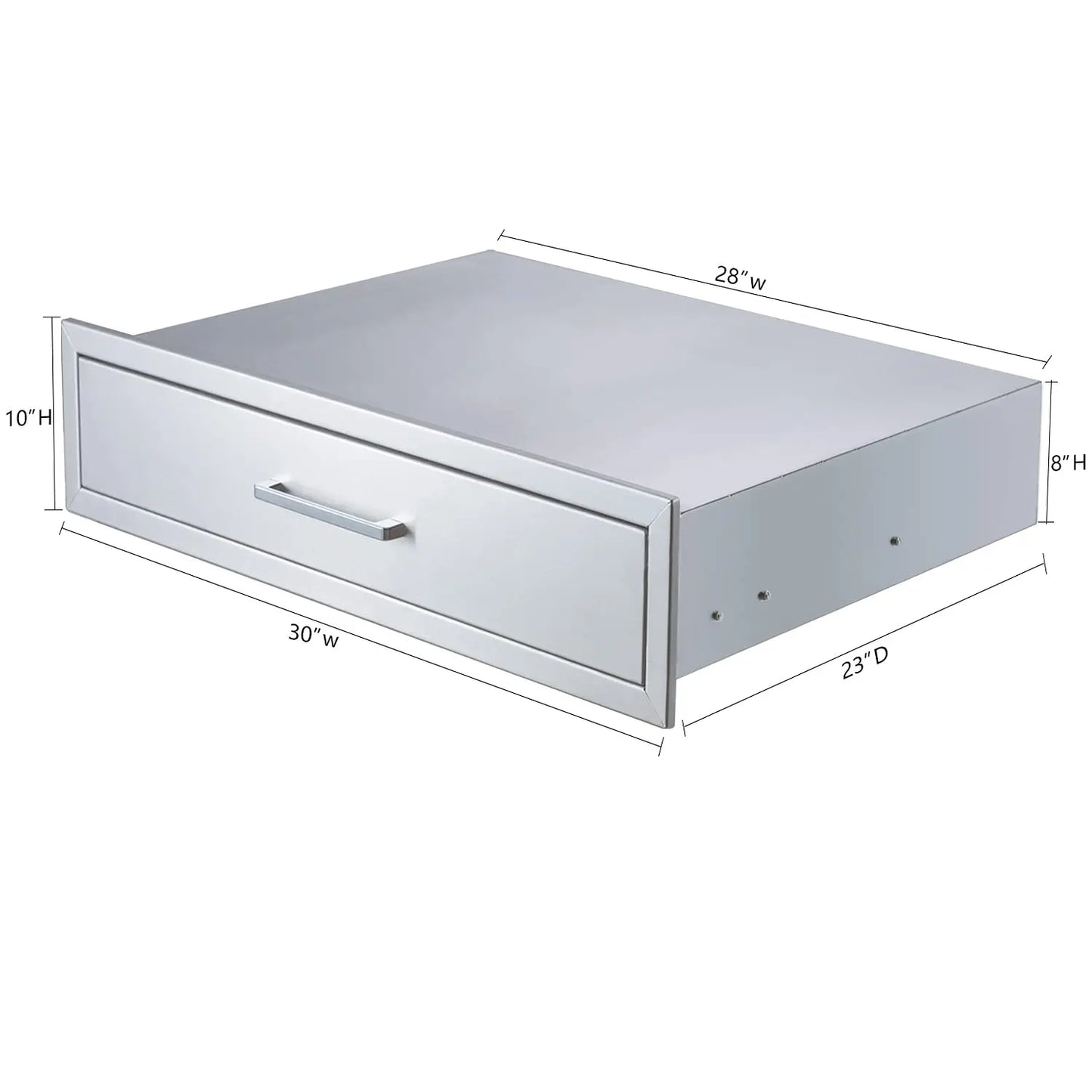 Outdoor Kitchen Single Drawer 30 Stainless Steel BBQ Single Drawer Enlarger 30 W x 10 H x 23 D Enclosed Built-in Drawer