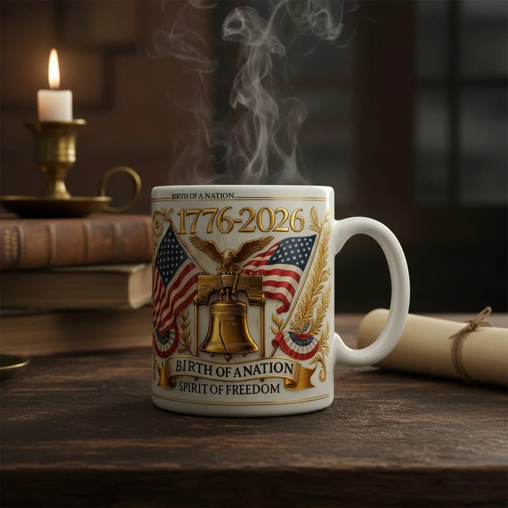 USA 250th Anniversary Ceramic Mug, Themed Mug for Patriots and History Lovers, Home Decor and Independence Day Gift