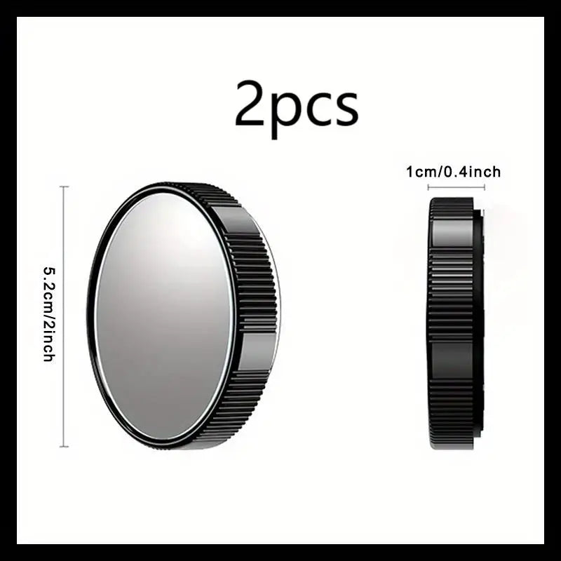 2Pcs Wide Angle Rearview Mirror 360 Degree 2 Inch With Suction Cup For Cars SUV Trucks Black