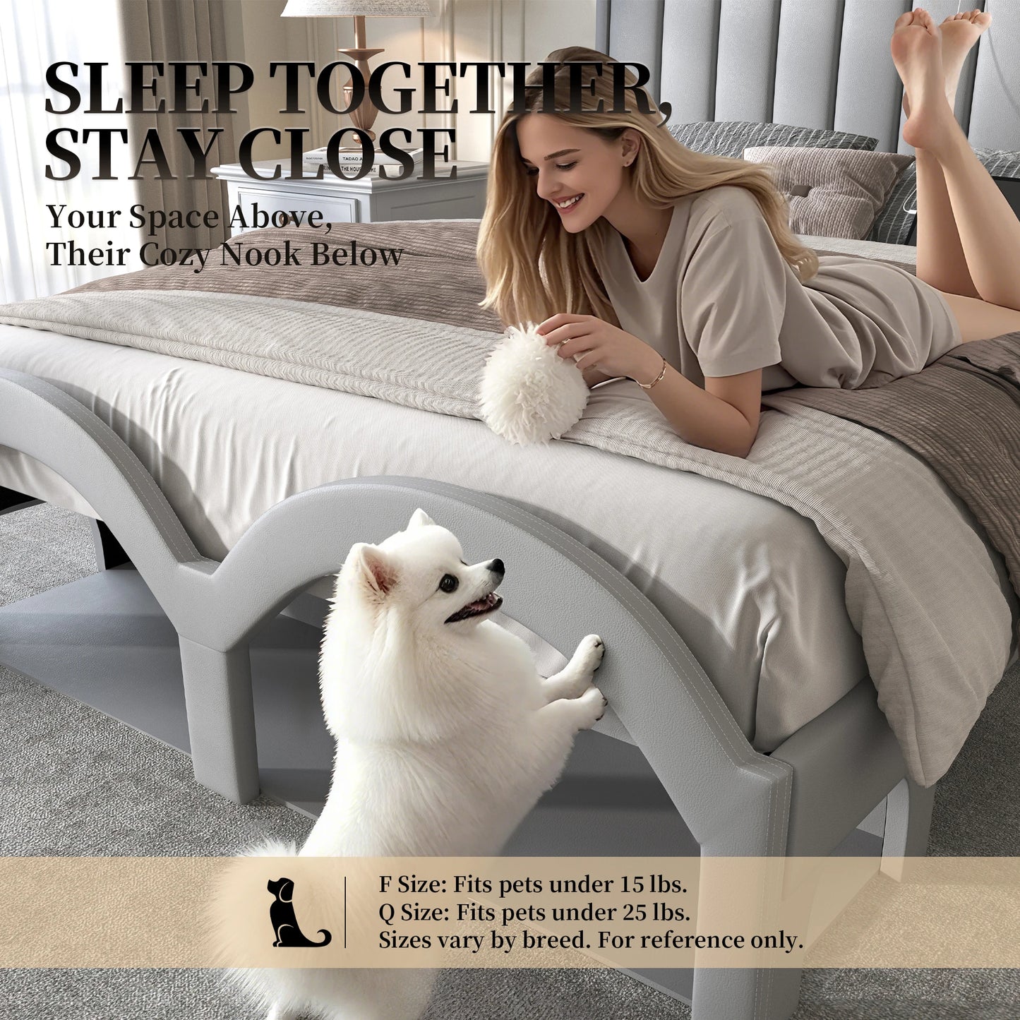 Aurora PU Leather Bed Frame Pet Rest Star Projector