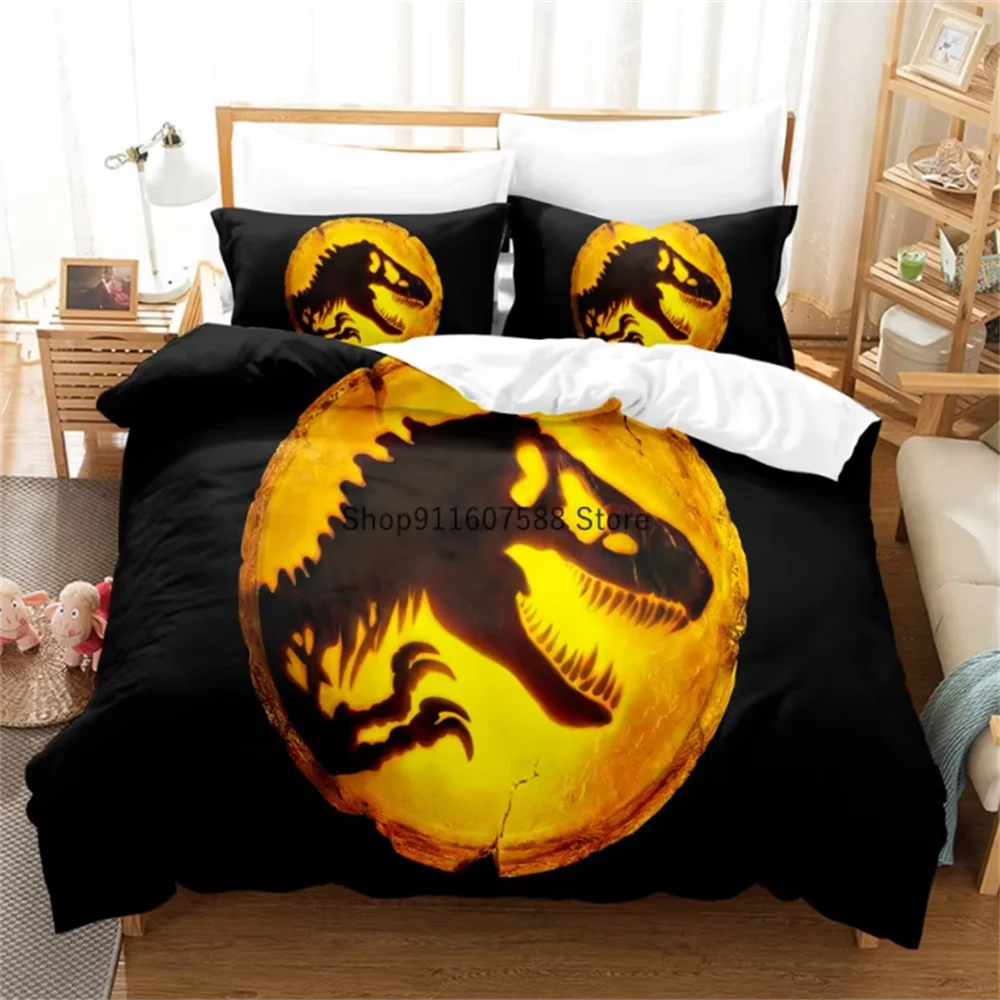 Red Jurassic Park Bedding Set Cartoon Home Textiles For Kids Bed Set Comforter Cover Bedroom Set Queen Dinosaur Duvet Cover