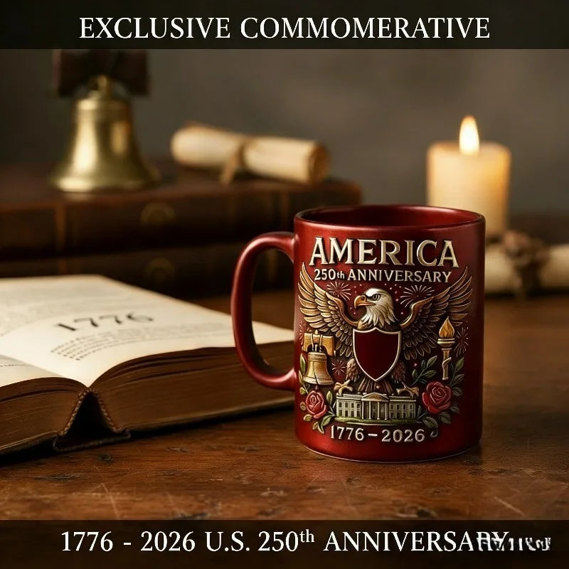 USA 250th Anniversary Ceramic Mug, Themed Mug for Patriots and History Lovers, Home Decor and Independence Day Gift