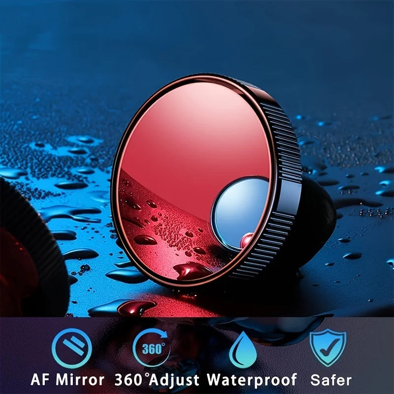 2Pcs Wide Angle Rearview Mirror 360 Degree 2 Inch With Suction Cup For Cars SUV Trucks Black