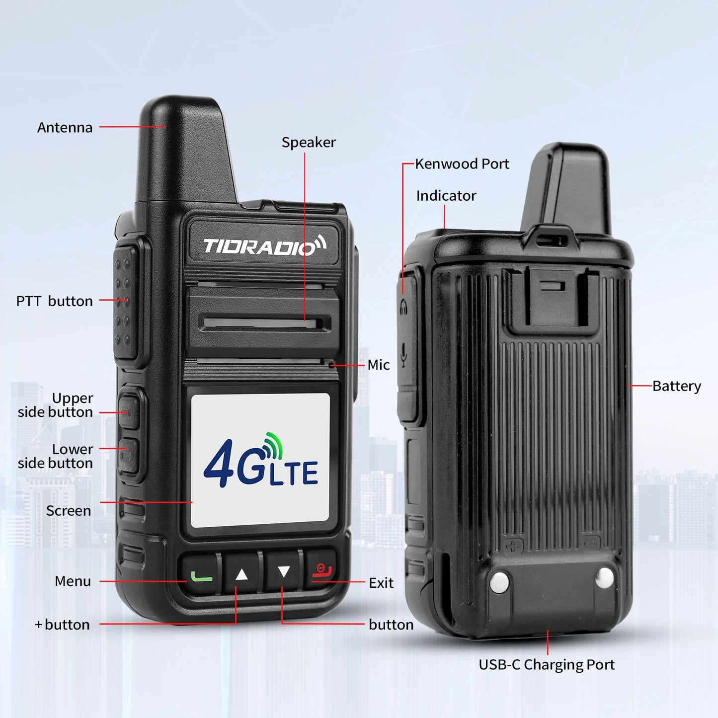 TIDRADIO TD-M15 Global signal POC Radio with 1 Year Sim Card Walkie Talkie Long Range 4G 5000 Miles for Hiking and Camping