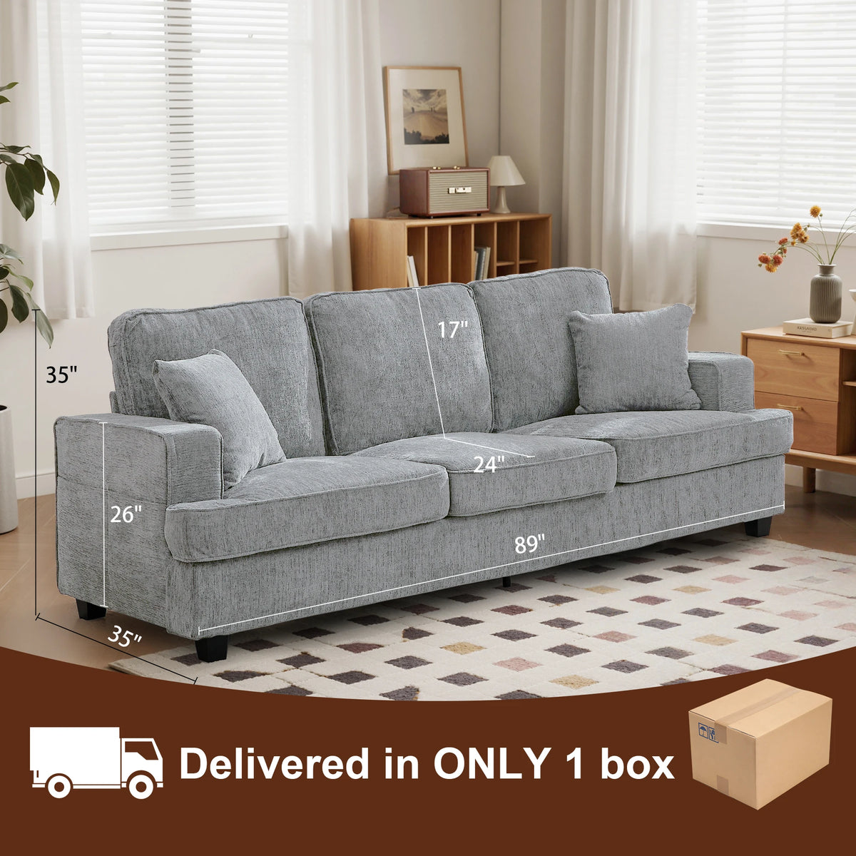 Premium Cloud Chenille Sofa For Elegant Living Room Style