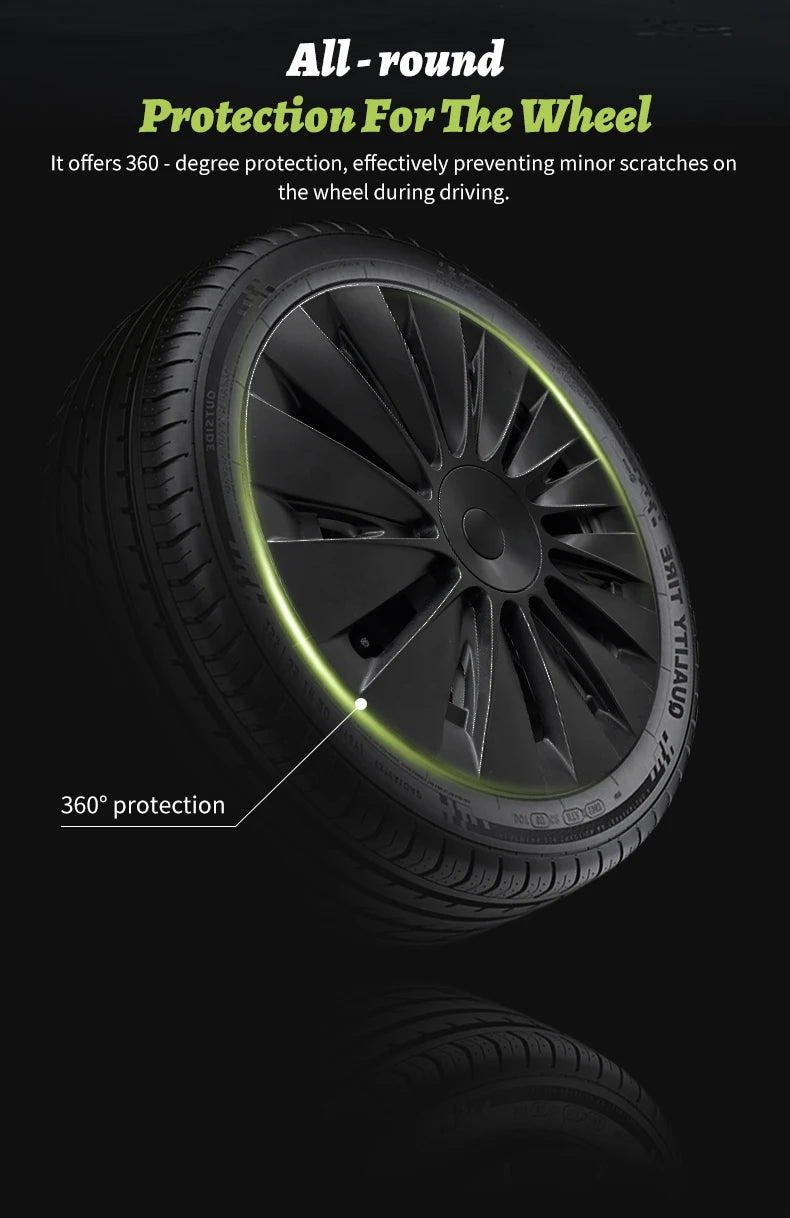 4PCS Design for TESLA Model Y 2020-2024 Vehicle Full Coverage Blade Wheel Cover Cap 19 Inches Hubcaps  Automobile Accessories