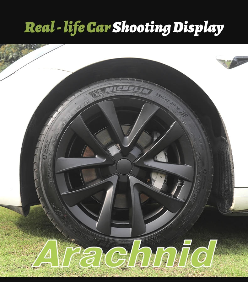 4PCS Design For TESLA Model 3 2017-2023 18 Inch Arachnid Style Wheel Cover Hubcaps Cap Only For Model 3 Wheel Cover Accessories