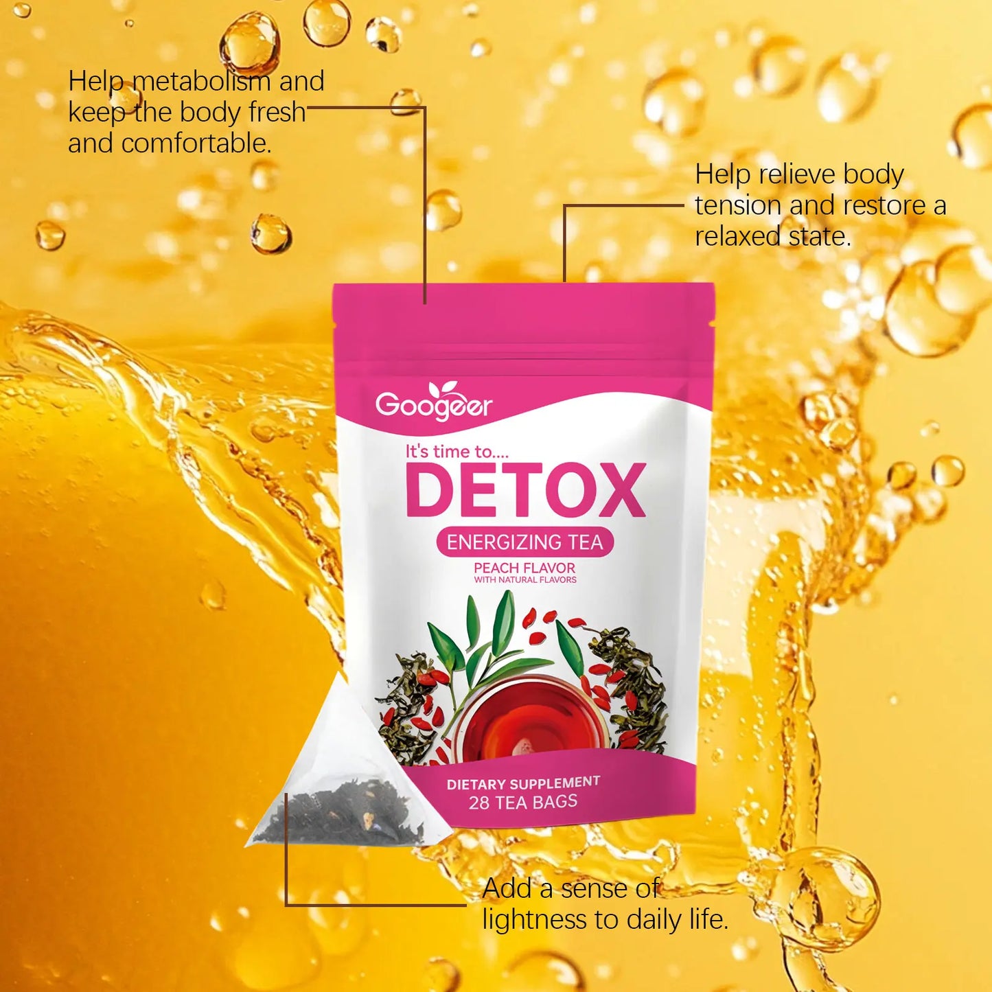 Googeer 28pcs Herbal Detox Tea Abdomen Relieve Detoxification Health Care Fat Burning Shaping Curves Herbal Weight Loss Tea