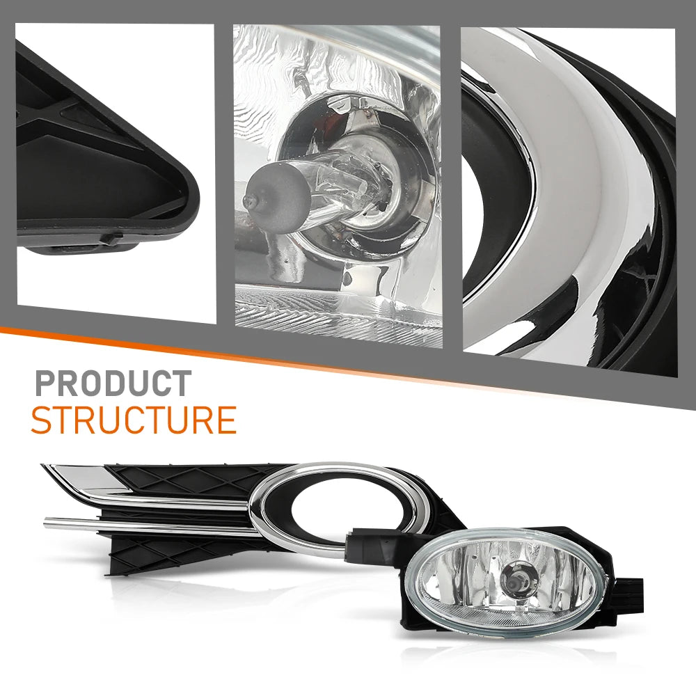 2Pcs Driving Fog Lights for Honda Odyssey 2014-2017 with H11 12V 55W Bulbs Clear Lens Ho2592137, Ho2593137 Dot-Certified Halogen