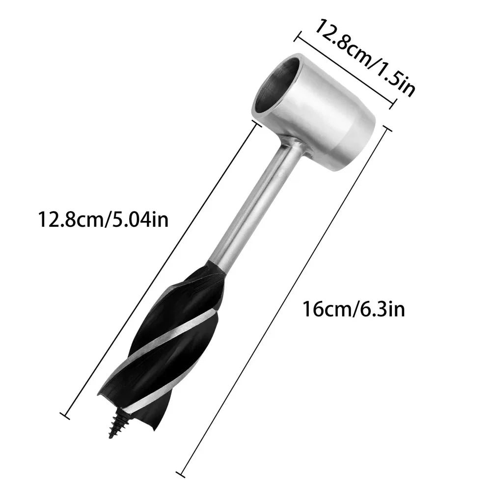 Manual Wood Auger Hand Drill Wrench Bushcraft Survival Tool for Camping Shelter Building Peg Making with Carrying Sheath