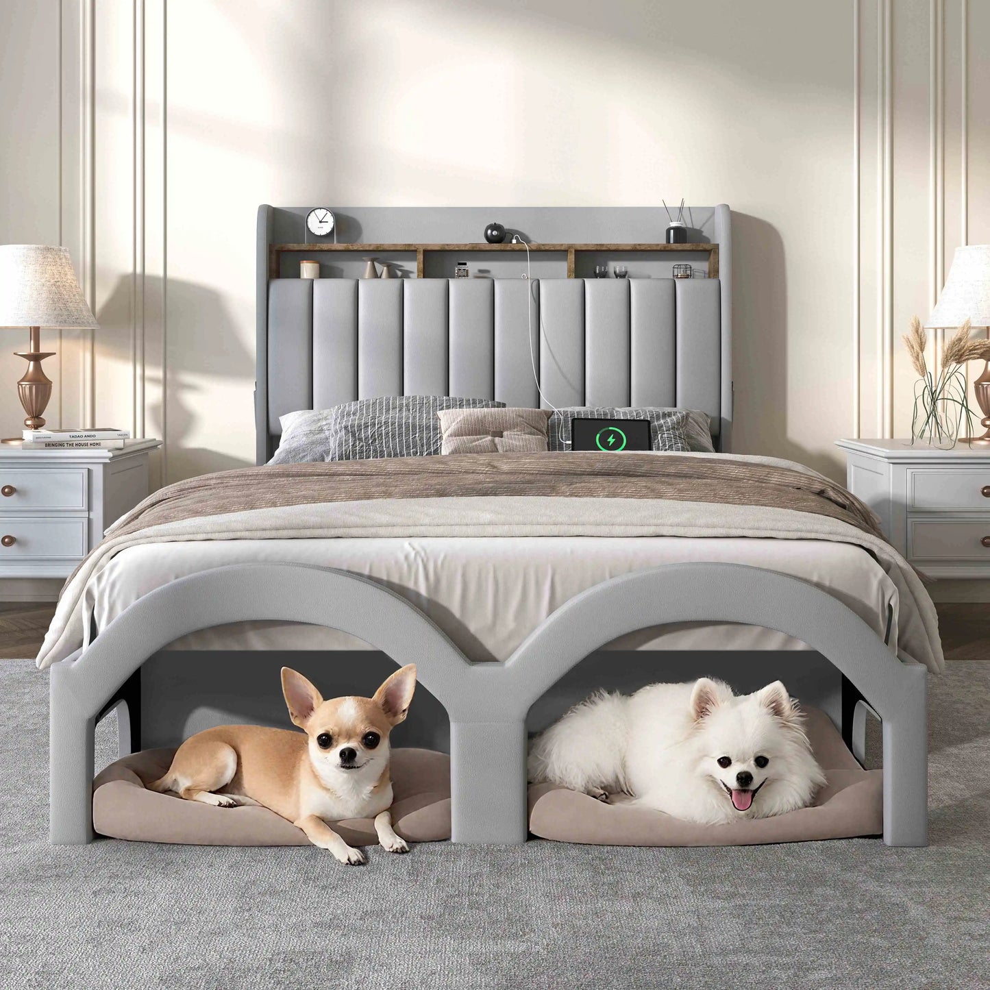 Aurora PU Leather Bed Frame Pet Rest Star Projector