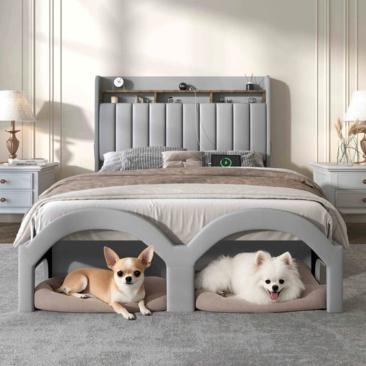 Aurora PU Leather Bed Frame Pet Rest Star Projector
