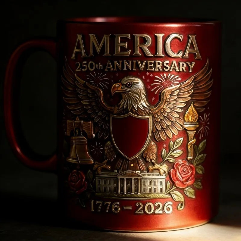USA 250th Anniversary Ceramic Mug, Themed Mug for Patriots and History Lovers, Home Decor and Independence Day Gift