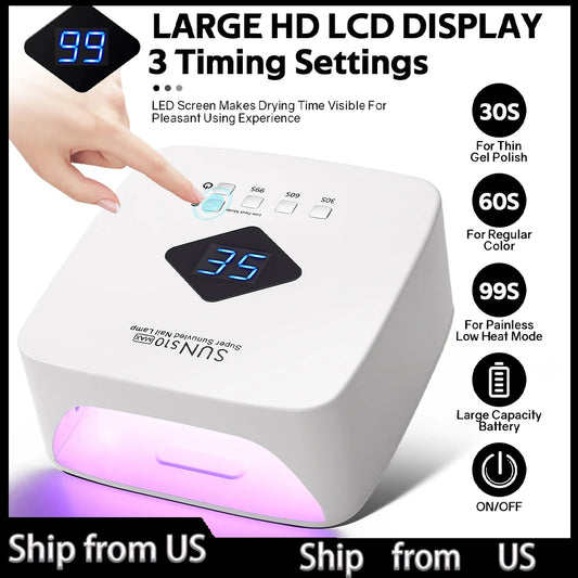 Rechargable UV LED Nail Lamp Dryer With HD Display 50W