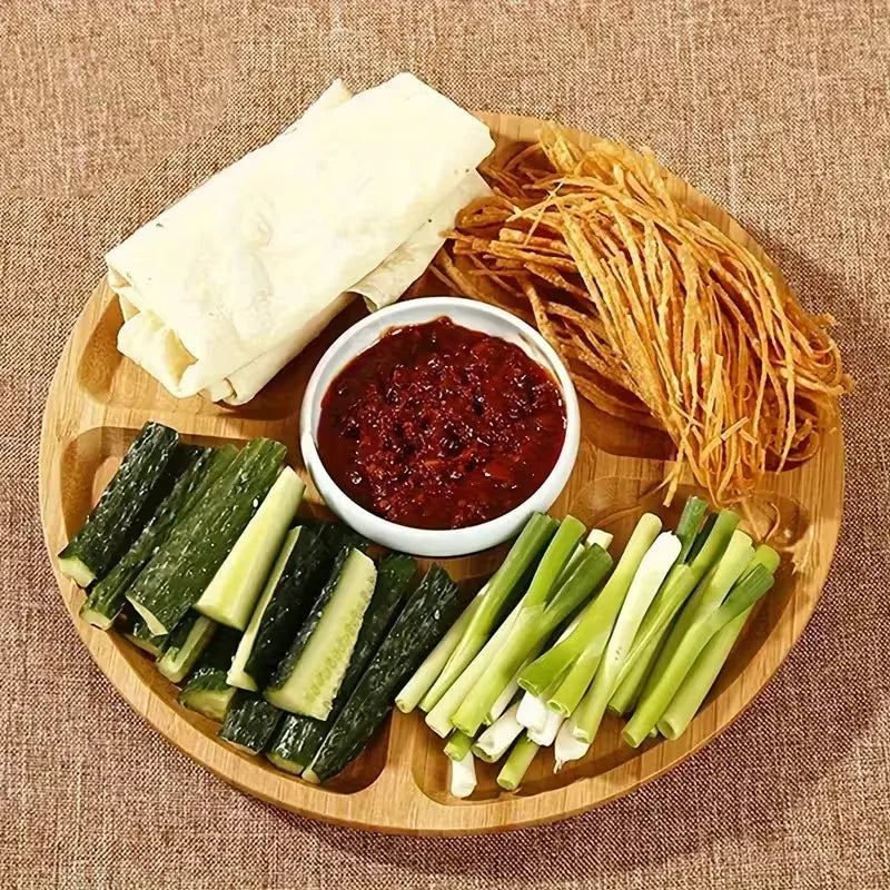 Premium Bamboo Fruit Tray With Five Separate Compartments