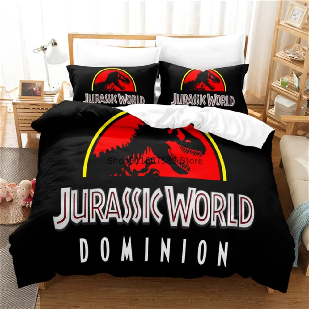 Red Jurassic Park Bedding Set Cartoon Home Textiles For Kids Bed Set Comforter Cover Bedroom Set Queen Dinosaur Duvet Cover