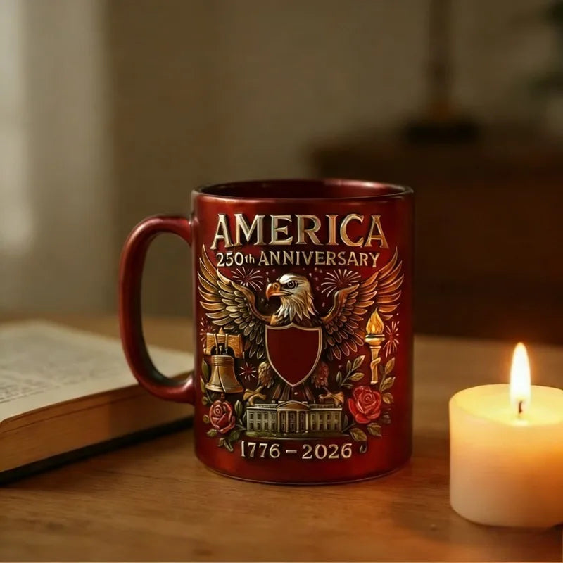 USA 250th Anniversary Ceramic Mug, Themed Mug for Patriots and History Lovers, Home Decor and Independence Day Gift