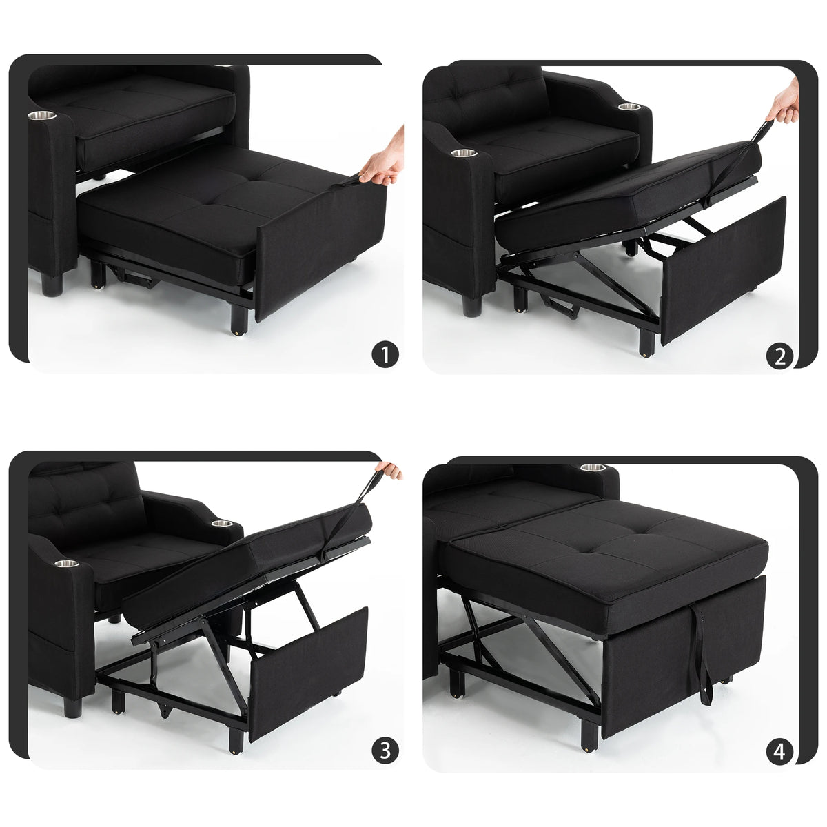 Upholstered Recliner Sleeper Chair With Usb Port And Pocket