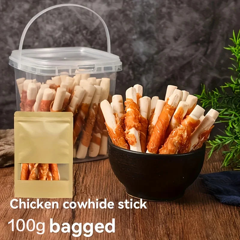 100g 400g Chicken Wrapped Rawhide Sticks Dog Treats for Small Medium and Large Dogs Made with Real Chicken