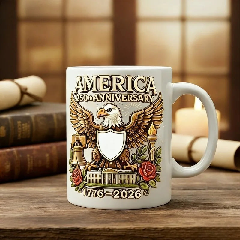 USA 250th Anniversary Ceramic Mug, Themed Mug for Patriots and History Lovers, Home Decor and Independence Day Gift