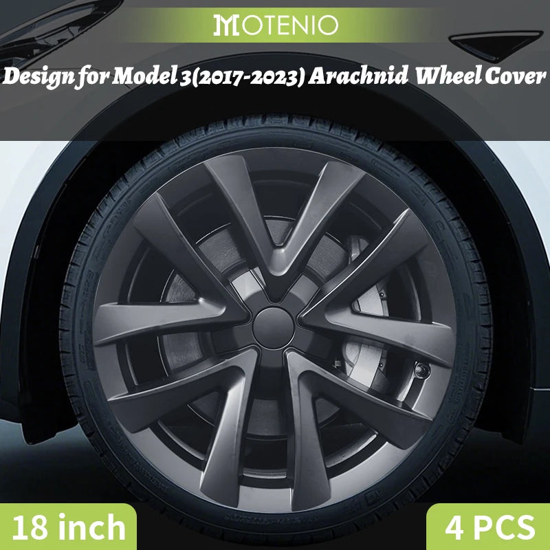 4PCS Design For TESLA Model 3 2017-2023 18 Inch Arachnid Style Wheel Cover Hubcaps Cap Only For Model 3 Wheel Cover Accessories