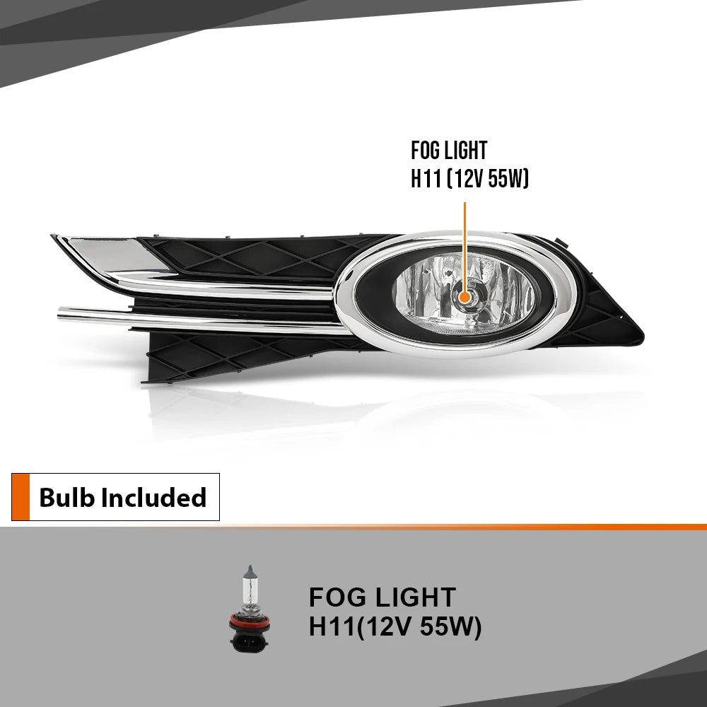 2Pcs Driving Fog Lights for Honda Odyssey 2014-2017 with H11 12V 55W Bulbs Clear Lens Ho2592137, Ho2593137 Dot-Certified Halogen