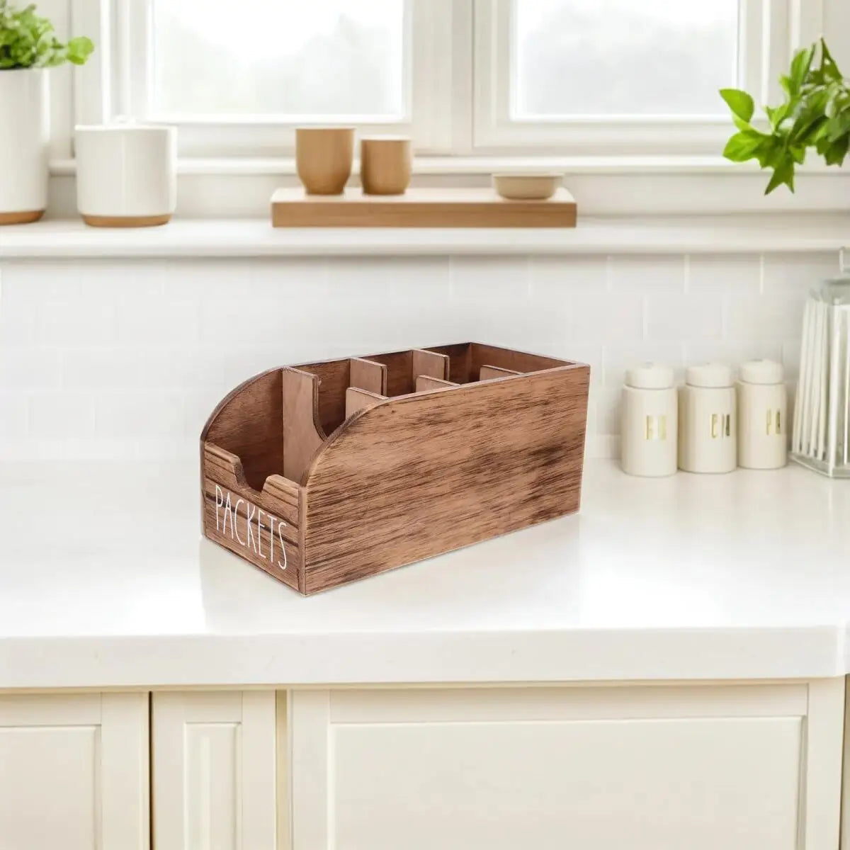 2Pcs Tea Bag Storage Bins Retro Split Multi Level Basket Shelf With Window Country Style Kitchen Bar Countertop Organizer For Tea Packets Seasoning Condiment Sachets Small Sundries Pantry Cabinet Home Decoration