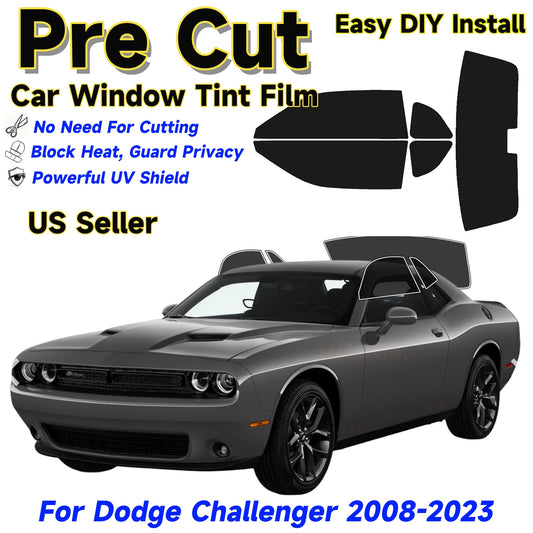 Window Tint Film PreCut For Dodge Challenger 2008-2023 Auto Sticker Sun Heat 2Ply Anti-Shatter, UV Blocking,Privacy Protection
