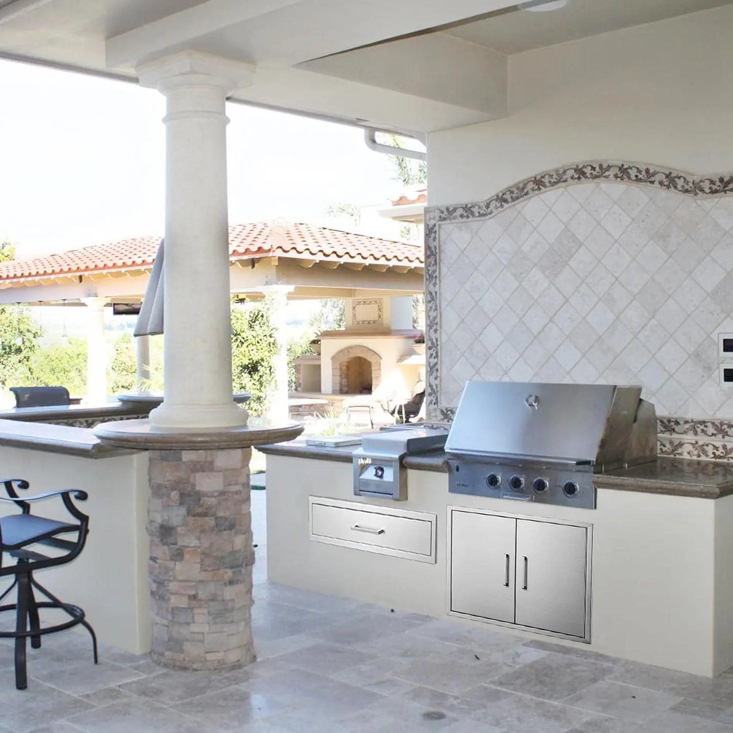 Outdoor Kitchen Single Drawer 30 Stainless Steel BBQ Single Drawer Enlarger 30 W x 10 H x 23 D Enclosed Built-in Drawer