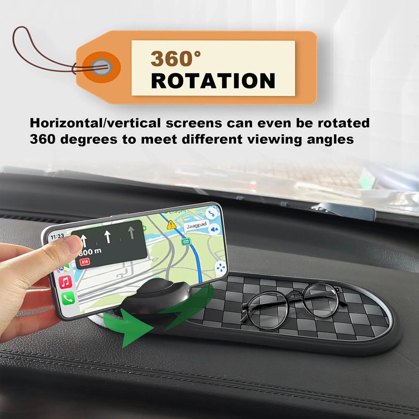 Universal Multifunction Anti-Slip Car Dashboard Mat, Rotatable Car Phone Holder Dashboard Pad with Temporary Parking Number, and