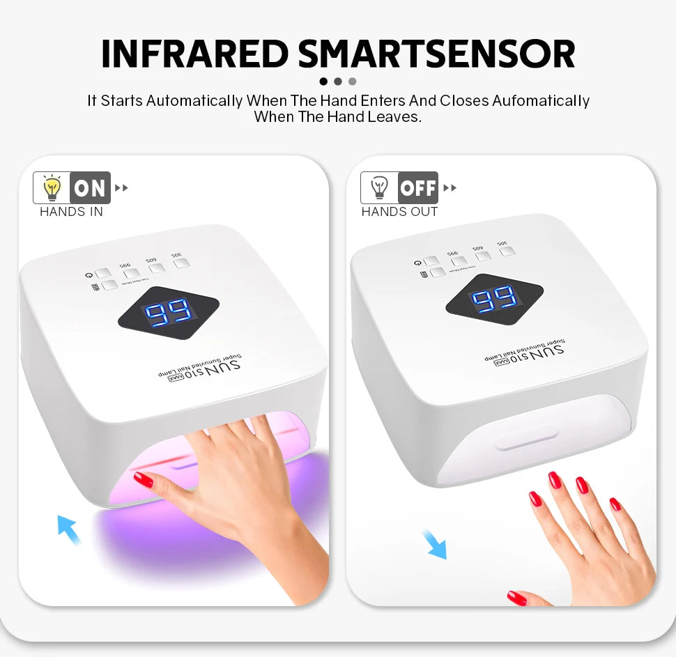 Rechargable UV LED Nail Lamp Dryer With HD Display Smart Nail Drying Lamp for Fast Dry Curing All Gel Nail Polish Manicure Tools