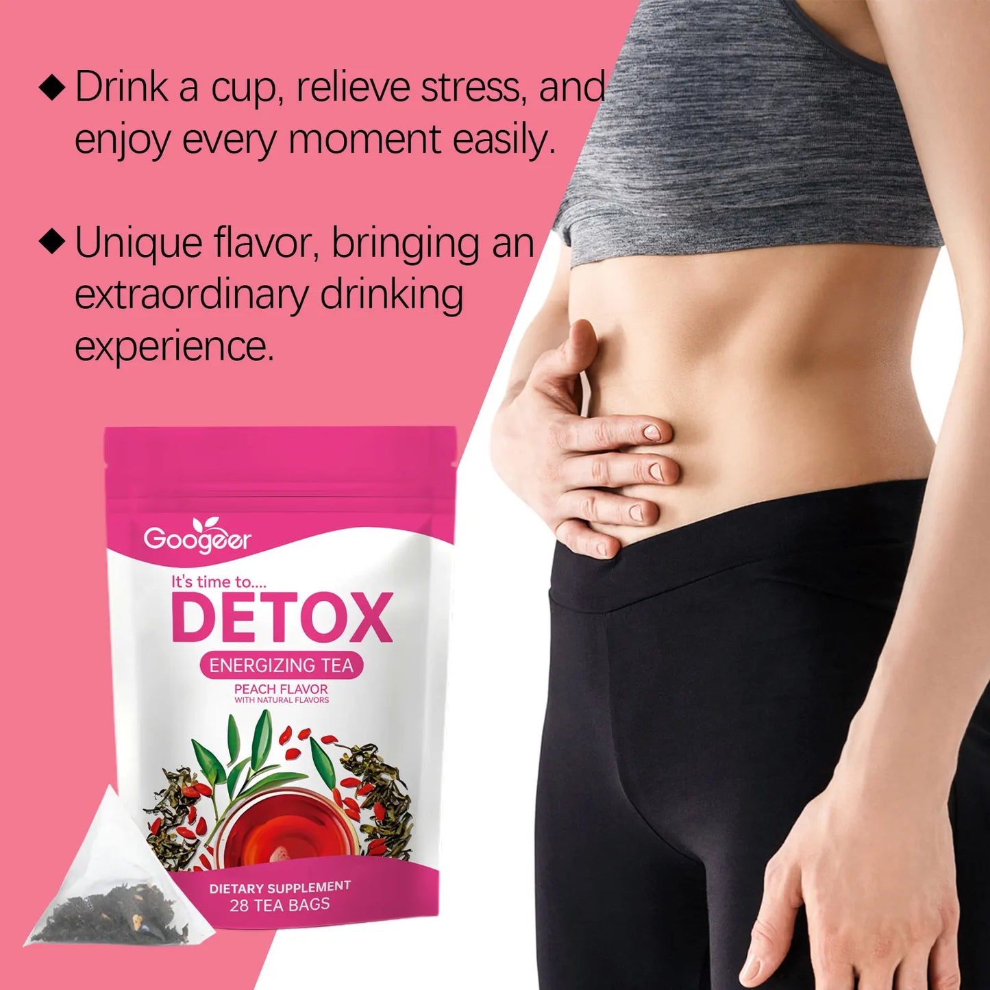Googeer 28pcs Herbal Detox Tea Abdomen Relieve Detoxification Health Care Fat Burning Shaping Curves Herbal Weight Loss Tea