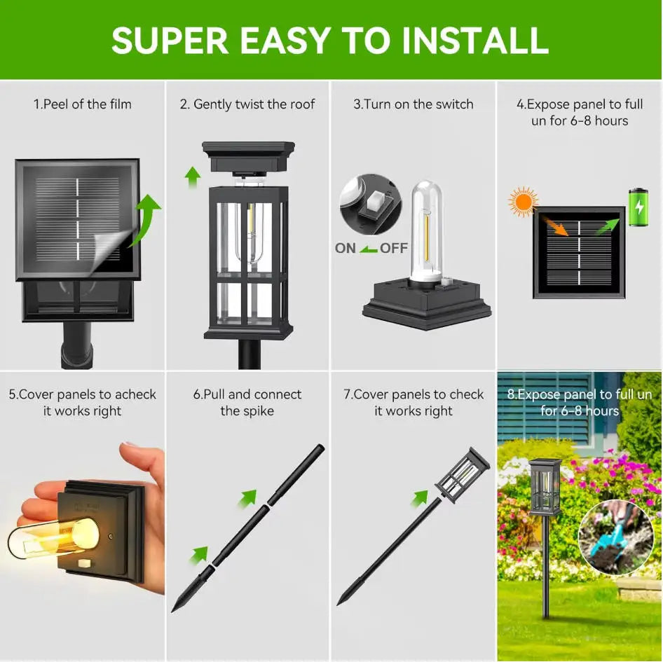 Waterproof Solar Pathway Lights Outdoor Led Garden Decor