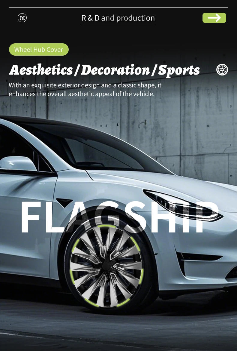 4PCS Wheel Cap 18 Inch Turbine Automobile Hubcap for Tesla Model 3 Highland 2024-2026 Hub Cap Performance Replacement for Tesla