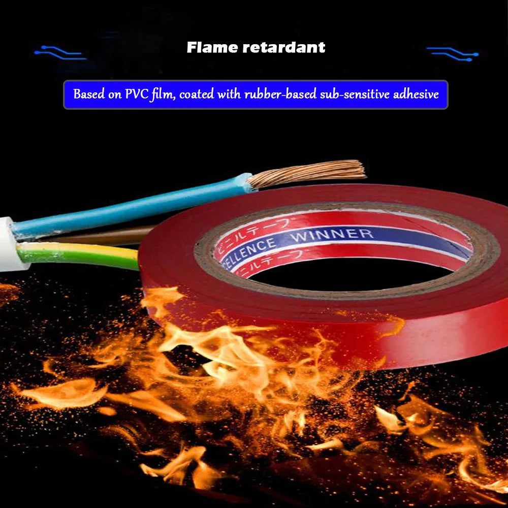 10 Meters Strong Electrical Tape Color Wear-resistant Lead-free Electrical Insulation Electrical Tape PVC Fame Retardant