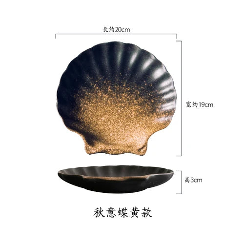 Irregular Shell Dinner Plate Ceramics Kimchi Dish Snack Tray Kitchen Utensils Multifunction Restaurant Dish Bowl Household