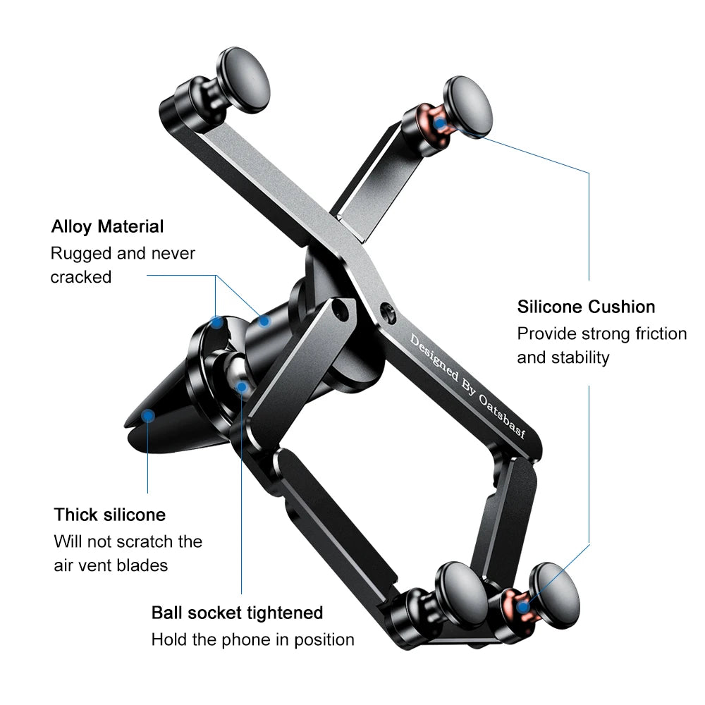 Oatsbasf Car Phone Holder Gravity Support GPS Air Vent Clip Mount For iPhone 13 12 Pro Max Xiaomi Redmi Samsung Cellphone Stand
