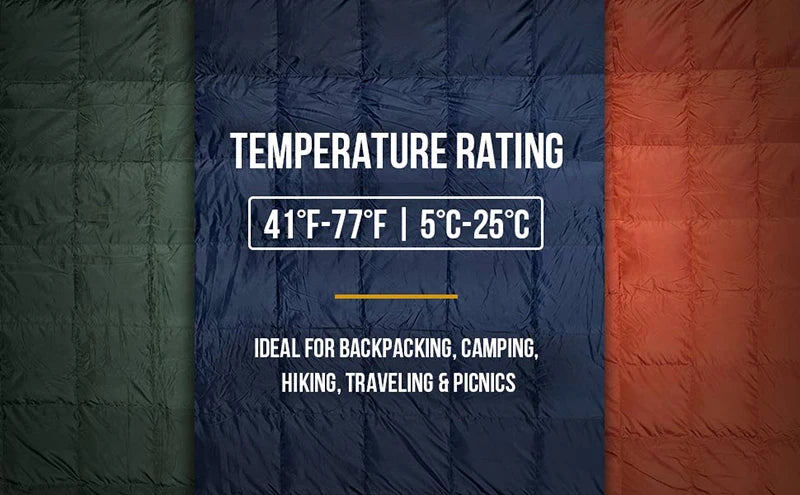 OneTigris Camping Blanket Foldable Travel Quilt For Outdoor Camping Hiking 3-season 1-person Fits 41°F-77°F(5°C-25°C)