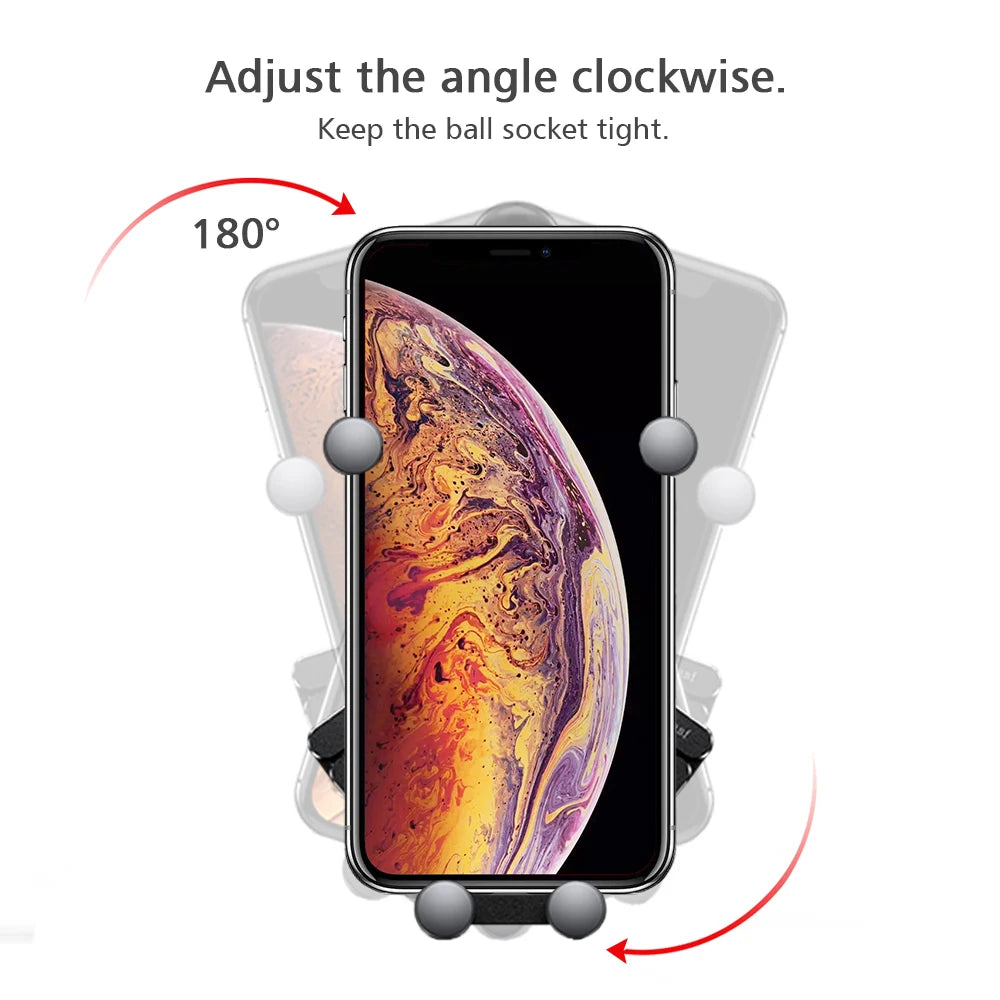 Oatsbasf Car Phone Holder Gravity Support GPS Air Vent Clip Mount For iPhone 13 12 Pro Max Xiaomi Redmi Samsung Cellphone Stand