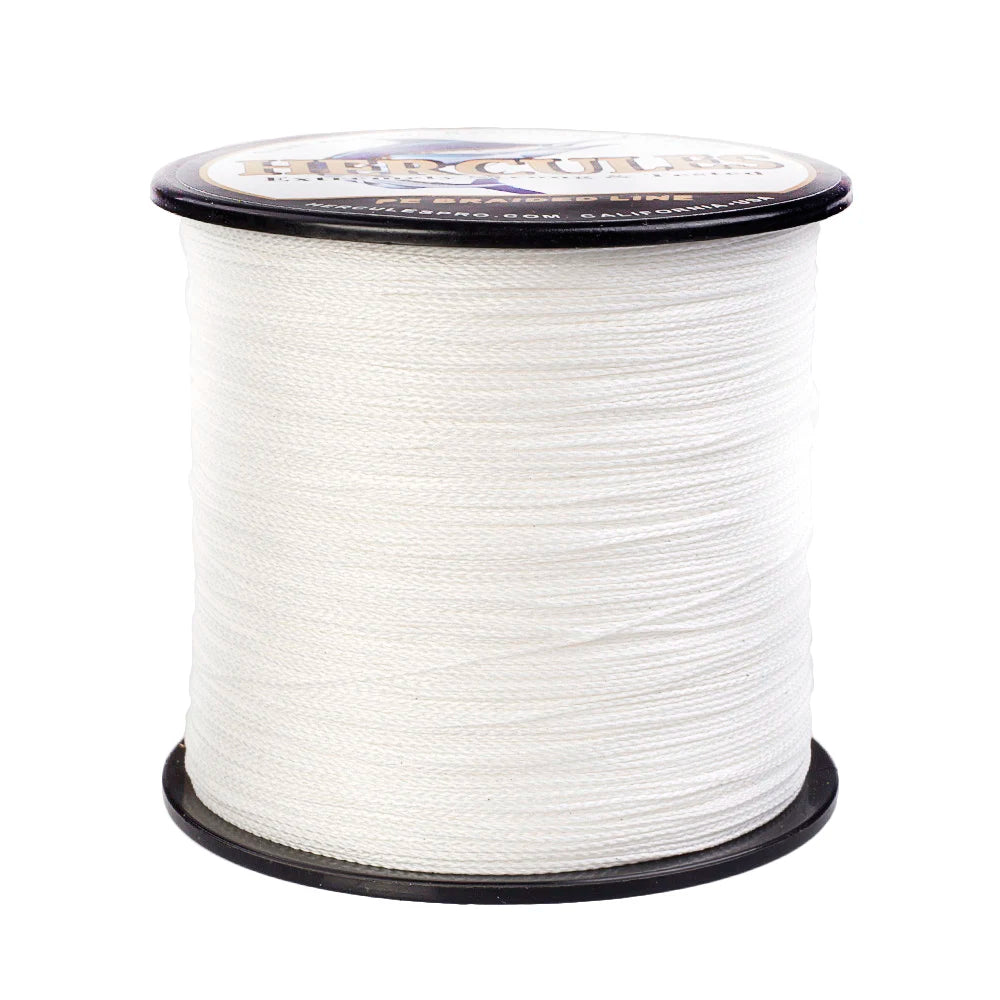 Hercules-Braided Fishing Line, 4 Strands, Carp Fishing Line, White PE, 100m, 300m, 500m, 1000m, 1500m, 2000m, 6-100lb