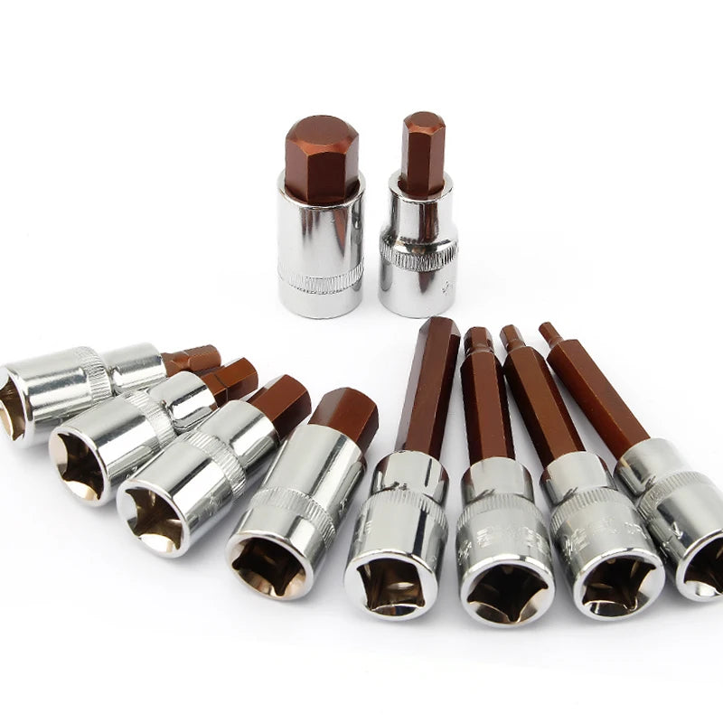 1/2 Hex Bit Socket 1Pcs S2 Hexgon Bits Adapter Allen Key for Torque Spanner Ratchet Socket Wrench H4/H5/H6/H7/H8/H10/H12/H14/H17