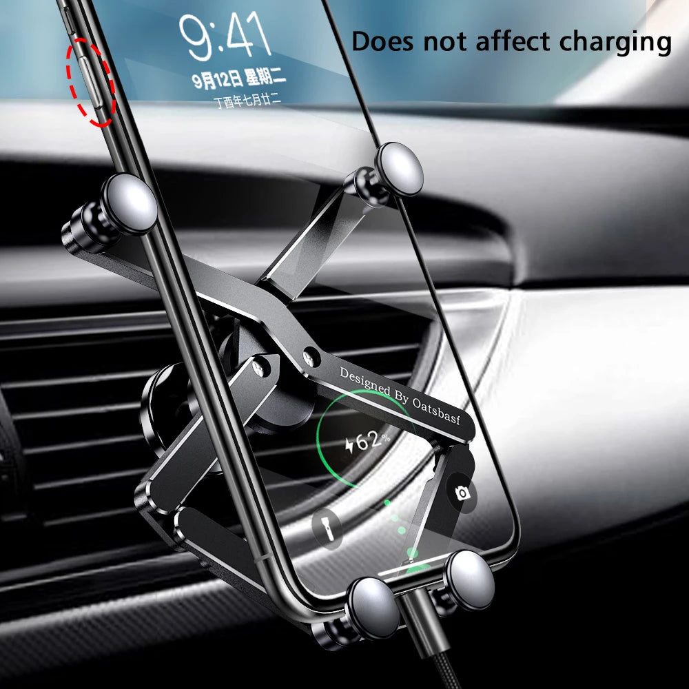Oatsbasf Car Phone Holder Gravity Support GPS Air Vent Clip Mount For iPhone 13 12 Pro Max Xiaomi Redmi Samsung Cellphone Stand