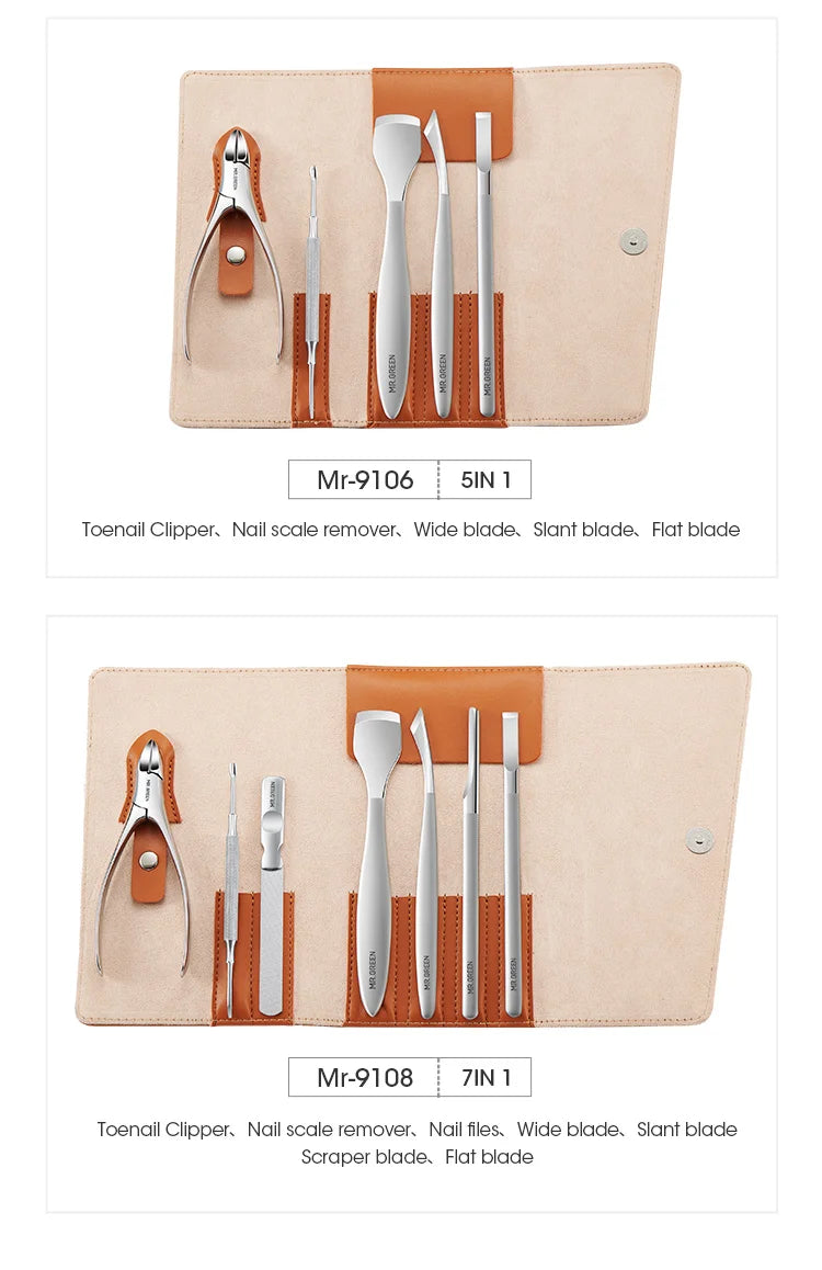 MR.GREEN Pedicure Knife Set Professional Ingrown Toenail Foot Care Tools Stainless Steel Nail Nippers Clipper Remover Kit