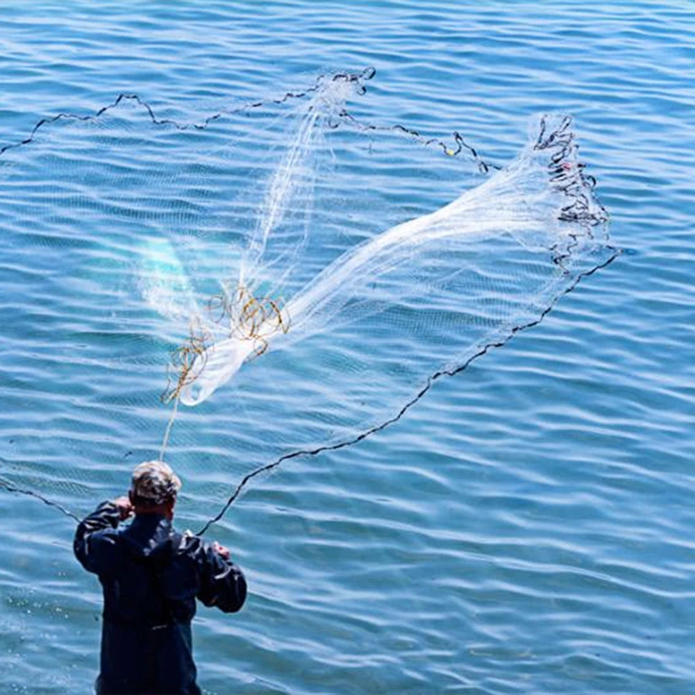 Cast Net 4Ft-8FT Radius Bait Net for Fishing Small Mesh Throw Cast Net Premium Fishing Nets for Saltwater with Aluminum Sinker
