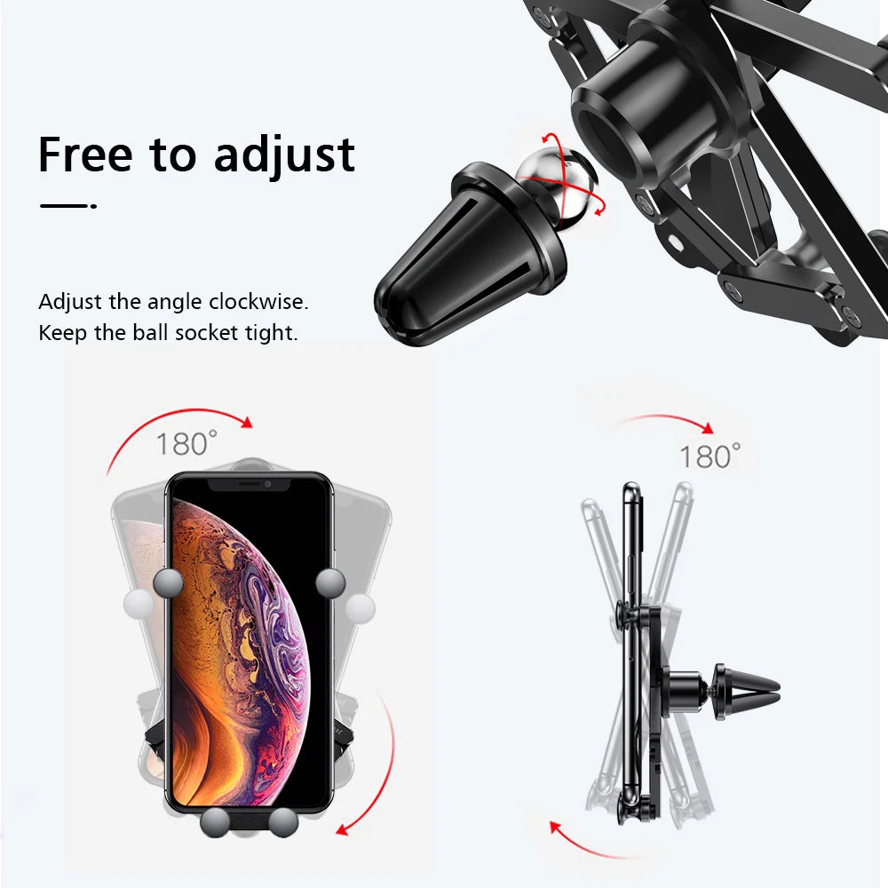 Oatsbasf Car Phone Holder Gravity Support GPS Air Vent Clip Mount For iPhone 13 12 Pro Max Xiaomi Redmi Samsung Cellphone Stand