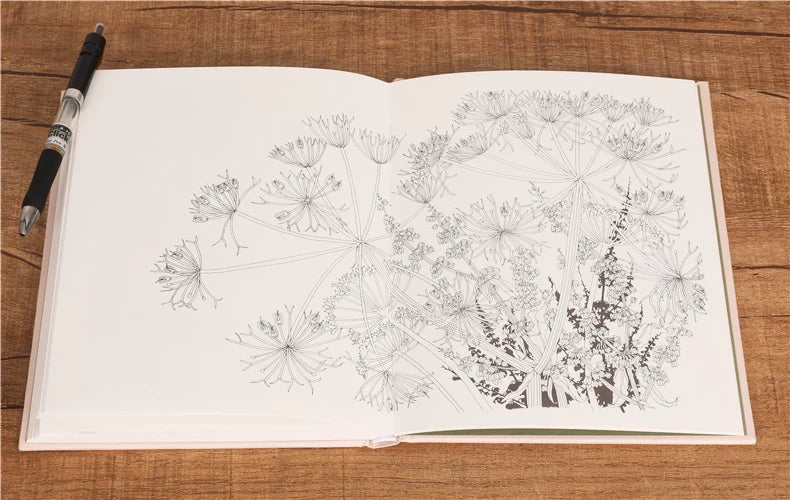 The Flower Year Colouring Book 104 Pages 23.5*18.cm Adult Kids Painting Coloring Graffiti Art Libro Hard Cover