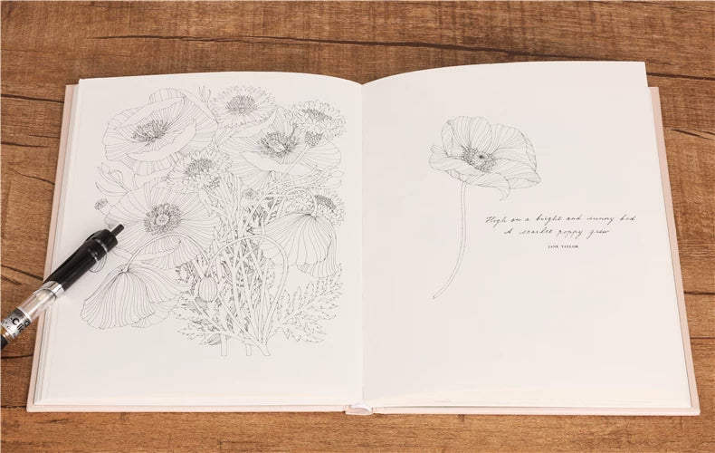 The Flower Year Colouring Book 104 Pages 23.5*18.cm Adult Kids Painting Coloring Graffiti Art Libro Hard Cover