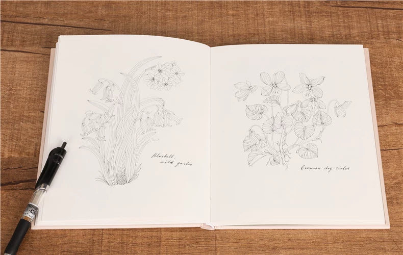 The Flower Year Colouring Book 104 Pages 23.5*18.cm Adult Kids Painting Coloring Graffiti Art Libro Hard Cover