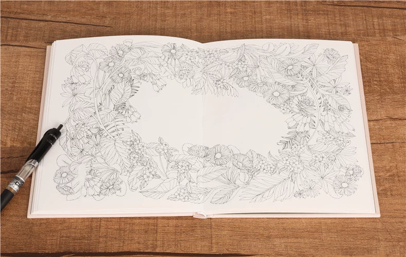 The Flower Year Colouring Book 104 Pages 23.5*18.cm Adult Kids Painting Coloring Graffiti Art Libro Hard Cover