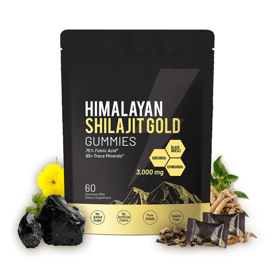 Pure Himalayan Shilajit Gummies Daily Nutritional Supplements Contain 85+ Trace Minerals 60 Pieces Per Bottle